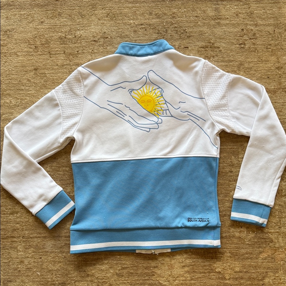 Adidas White and Blue Argentina Track Jacket FIFA 2010 World Cup